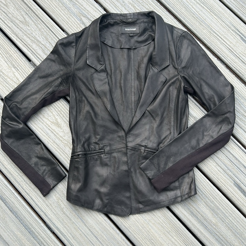 Mackage Distressed Leather Blazer Jacket